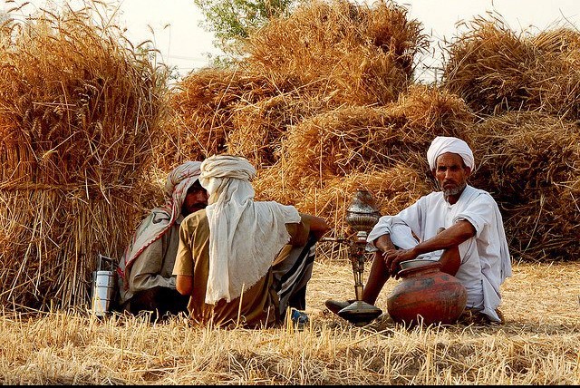 Pakistani Village Life: Farmers relaxing and smoking huqqa - Photos of Pakistani Villages, Pictures of Pakitani Villages