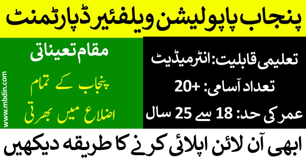 Population Welfare Department Jobs 2022