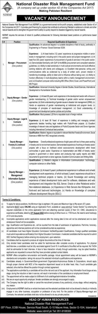 national disaster manager fund jobs